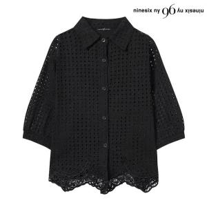 펀칭 레이스 반팔 블라우스 (NP2BA032L0)
