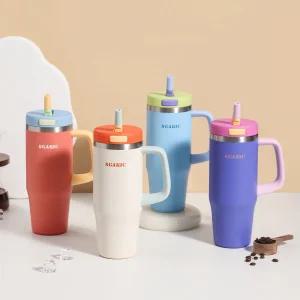 SGAKIC 원터치 보온보냉 텀블러 빨대 손잡이 보온병 대용량 1000ml