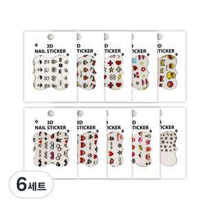유아동 네일스티커 10종세트, 혼합색상, 6세트
