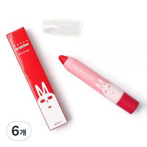 레시피박스 어린이 이지클린 립크레용 3g, 보타니컬핑크, 6개