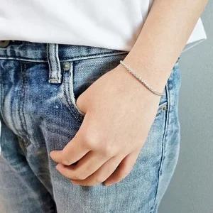 [차차실버] 스피커 3mm 은팔찌 얇은 남성 여성 순은 커플 생일 925실버