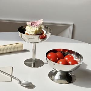 콩베는기계 2025 New Stainless Steel Goblet Cup Ice Cream Dessert Salad Bowl Fruit Plate Snack Dish K