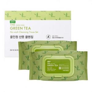 토니모리 더촉촉 그린티 노워시 클렌징 티슈 세트, 100매, 2개 one option