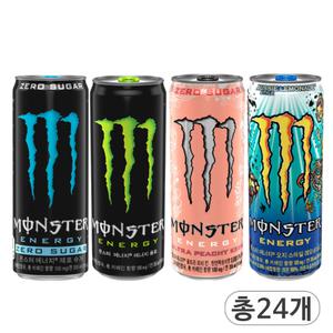 코카콜라 몬스터 에너지 그린&제로슈거&피치 킨&레모네이드 355ml x 각6개(총24개) 에너지드링크 탄산음료