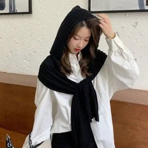 고품질 망토 후드 가디건 판초 숄 니트 (WFK12Z6)