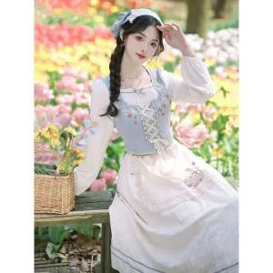 빈티지 알프스 소녀 하이디 목장 스카프 복고의상 투피스 원피스 두건