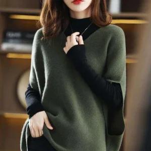 브이넥 니트조끼 언발 판초 롱 베스트