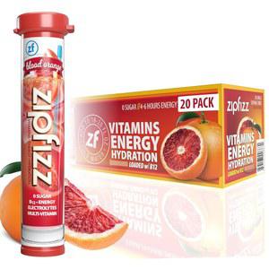 Zipfizz 데일리 에너지 드링크 파우더, 블러드 오렌지, 20팩 | 3-in-1 지속 에너지, 빠른 수분 공급 및 필수 비타민 무설탕 전해질 파우더 B-12 제 함유