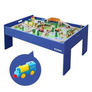 [토도리브로]원목 기차놀이 80pcs+플레이테이블+전동기차