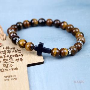 호랑이 십자가 호안석 오닉스 팔찌 금전운 재물운 사업운 액막이 기독교 천주교 묵주 시험합격 운동선수