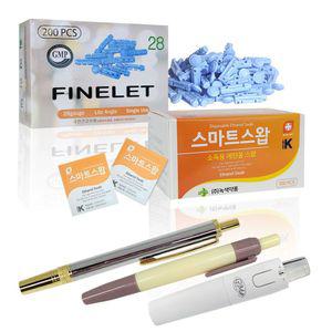 사혈기 + 사혈침 200개 + 알콜솜 100개 / 수지침 세트 무통 채혈침