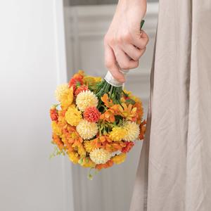 메리골드 조화 꽃 부케 셀프웨딩 아가페 30cm 꽃다발 촬영 장식 소품 브라이덜샤워 파티 스냅
