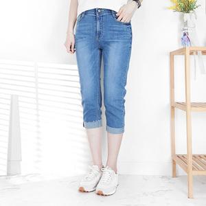 [103st] 얇은 여름 배기 청바지 7부 밴딩 스판 데님 칠부 바지/S~3XL 여성 빅사이즈