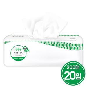 좋은생활 프레이야 팝업 미용 티슈 200매 20입 천연펄프 무형광 무잉크 무향