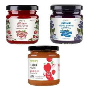 [혜택 가 21,940] 알티스트 저당 저칼로리 딸기/블루베리/사과잼 240g 3개/ 무설탕 잼 한통을 다 먹어도 144kcal