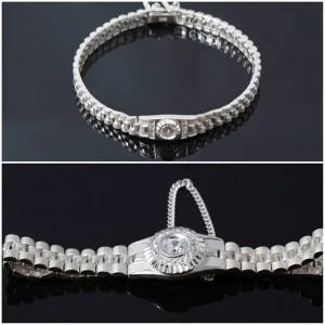 [차차실버]큐빅 여자 남자 은팔찌 실버 체인 순은 럭셔리팔찌 남성 여성