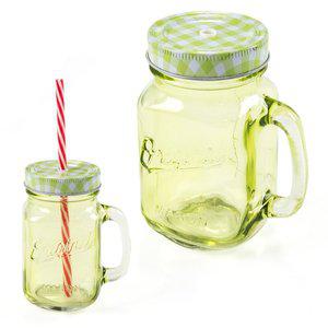 [신세계몰]유리병 드링크자 450ml 그린 1P 빨대컵