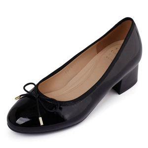 [갤러리아] 세라 여성 에나멜 리본장식 컴포트 펌프스 구두 TCP21607 검정 4CM