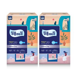 잘풀리는집 리얼실키 미용티슈 250매, 3입, 2개