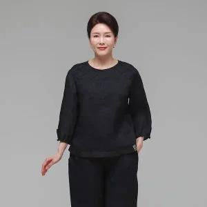 [보리보리/하랑한복]엄마옷 신상인견블라우스 솔길드리 네이비