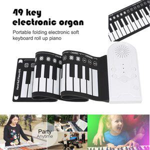 접이식 전자피아노 생일선물 휴대용 롤 피아노 49 키 실리콘 소프트 키보드 전자 오르간 핸드 악기