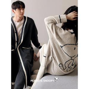스누피 나이트 롱 가운 로브 타올 커플 잠옷 겨울 수면가운