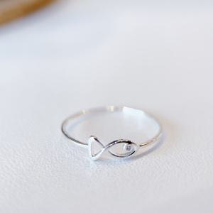 실버925 여성 여자 여아 아동 행운 물고기 등용문 애끼 새끼 손가락 링 실 은반지