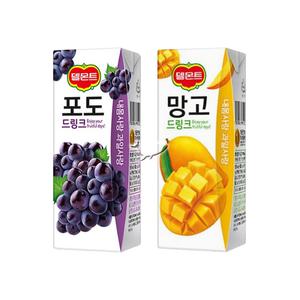 델몬트 드링크팩 2종 190ml 포도/ 12팩+망고/ 12팩 총24팩 주스 과즙음료