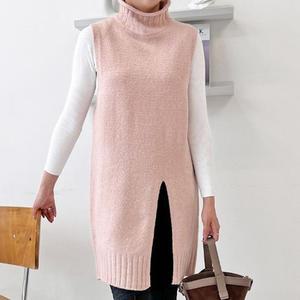 [프로셀러] 여자 트임 니트 조끼 원피스 목폴라 1P 겨울 롱원피스