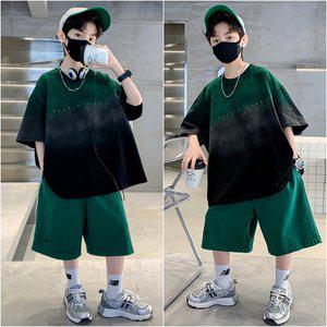 [삐삐네옷가게]남아 주니어 여름 블랙엔그린 오버핏 반팔 상하세트