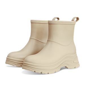 슈퍼카미트 굽있는 레인부츠 숏 앵클 발목 부츠 키높이 통굽 여성장화