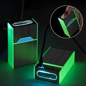 유니커블 야광 USB 충전식 라이터 일체형 담배 케이스 파우치