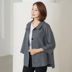 엄마옷 마담4060 언발심플 A라인 노카라자켓-ZJK2504017-