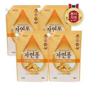 [LG생활건강]자연퐁 주방세제 오렌지 리필형 1.18L x 4개