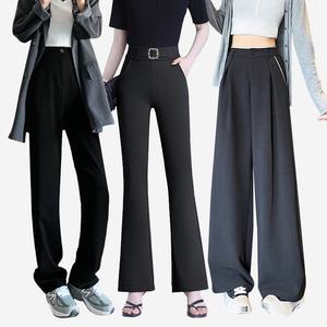 여성 슬랙스 정장바지 / 여자 면팬츠  밴딩 쫄 하이웨스트 와이드 블랙 부츠컷 밴딩 허리고무줄