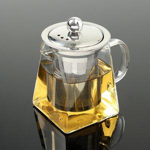 350ml 내열유리 사각 차포트 스텐 거름망 미니 티팟