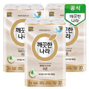 갤러리아 깨끗한나라 촉앤감 시그니처 쉬폰 27m 30롤x3팩
