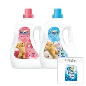 스너글 초고농축 섬유유연제 블루밍부케 4L, 1개 + 허거블코튼, 4L, 1개 + 증정 (섬유유연제 블루스파클 플러스 100ml, 1개 )