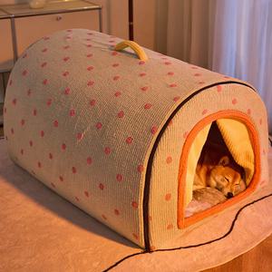 강아지텐트 대형견 애견 길고양이겨울집 실외 야외개집 커튼 S