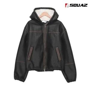 스콰즈 남자 후드 양털 무스탕 점퍼 데일리 레더 재킷 SWT001