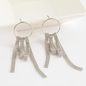 은볼 금볼 치렁치렁 멀티체인 드롭귀걸이