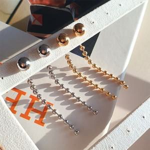 은볼귀걸이 금볼 심플 롱체인클러치 드롭이어링