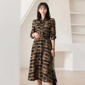 [시크라인] (~XXL까지) 아디카 타이넥 패턴 벨트 원피스 봄 가을 오피스룩 하객룩 데이트룩 모임룩 미시룩 빅사이즈
