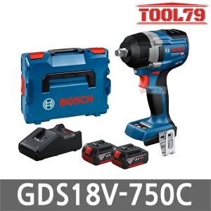 보쉬 GDS18V-750C 충전 임팩 렌치 18V 5.0Ah 배터리 2개 미드토크 3단속도조절 12.7mm 무선