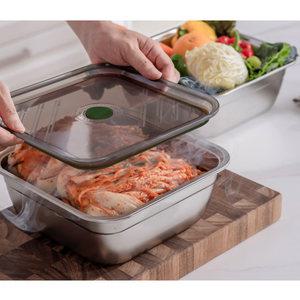 스텐 사각 김치통 4.2L 스텐 밧드 바트 트레이 반찬통 밀폐용기 보관용기