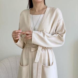 |CSJ61F0|로브가디건 돌돌이 오픈 맥시 봄코트 니트 허리끈