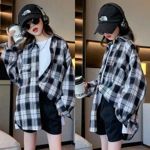 [삐삐네옷가게]여아 주니어 와이드 빅체크 남방 셔츠