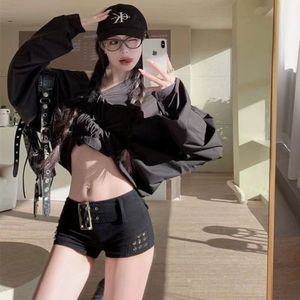 여자 청반바지 로우 핫팬츠 스터드 슬림 여름 블랙 청 반 원픽2