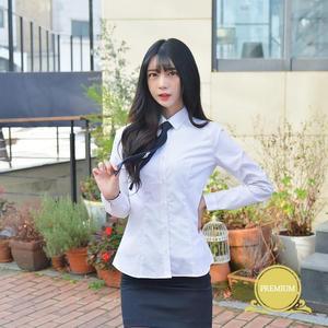 [ME0L2201_52GW]여성 각카라 화이트 셔츠 (파랑체크) ~4XL