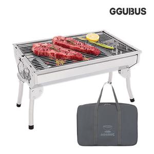 꾸버스 포터블 접이식 스텐 바베큐그릴 M + 전용가방 SET 숯불 직화 화로 펜션 업소 캠핑용